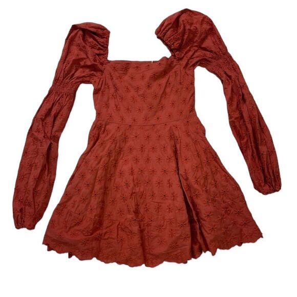 Caroline Constas Wren Puff-Sleeve Square Neck Daisy Mini Dress Sienna - Picture 3 of 8